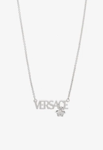 Versace Medusa Head Logo Charm Necklace In Silver