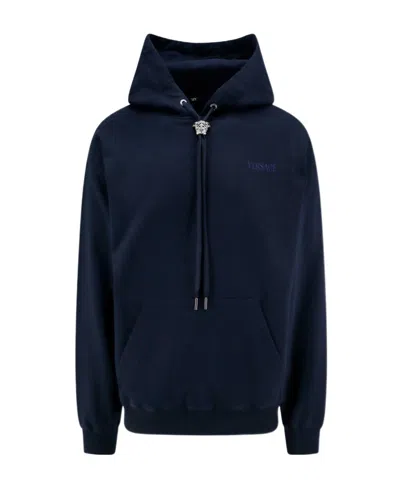 Versace Medusa Head Logo-embroidered Hoodie In Black