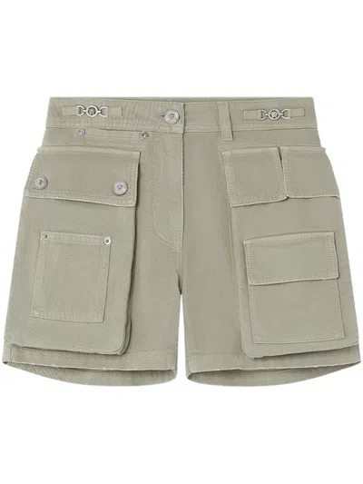 Versace Medusa Head-logo Plaque Shorts In Green