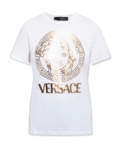 Versace Medusa Head Logo T-shirt In Nude
