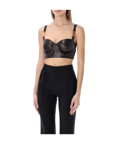 Versace Medusa Head Motif Bralette In Black
