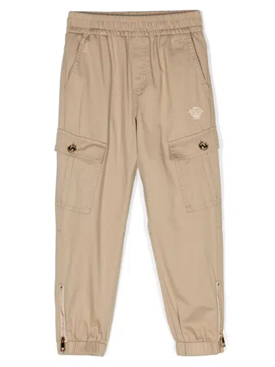 Versace Kids' Medusa Head-motif Cargo Trousers In Neutrals