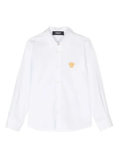 Versace Kids' Medusa Head-motif Cotton Shirt In White