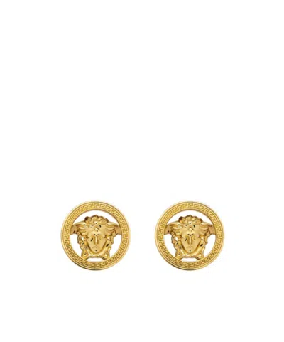 Versace Medusa Head Motif Earrings In Yellow