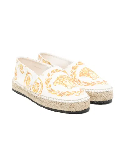 Versace Kids' Medusa-head-motif Espadrilles In White