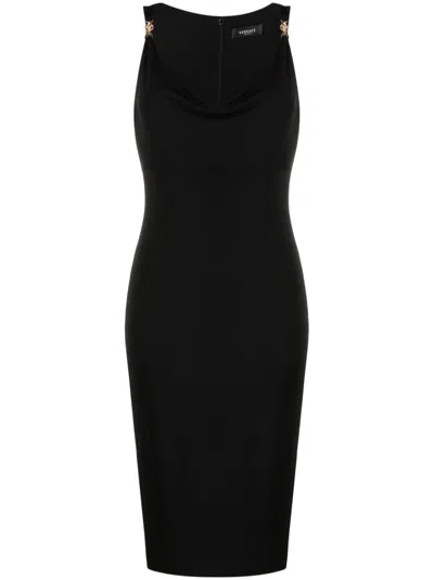Versace Medusa Head-motif Fitted Dress In Jet Black
