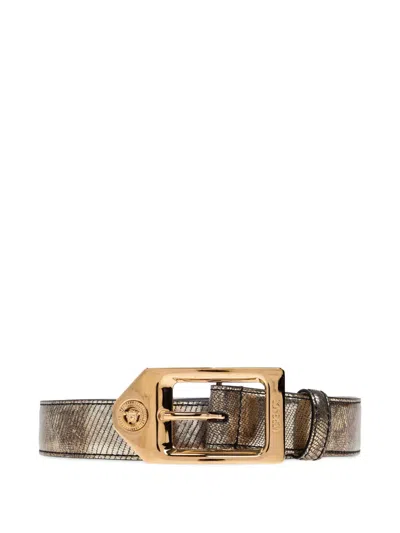 Versace Medusa Head-motif Leather Belt In Brown