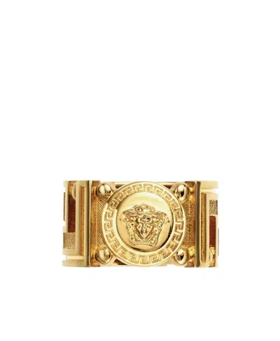 Versace Medusa Head Motif Ring In Yellow