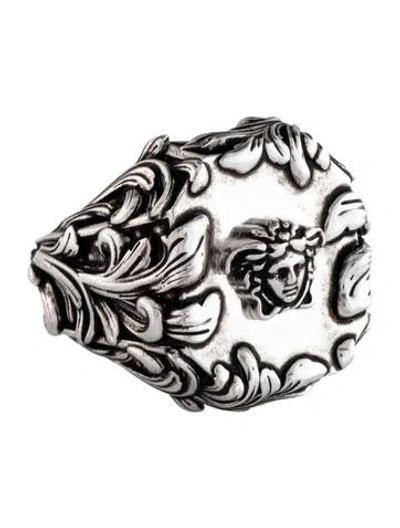 Pre-owned Versace Medusa Head Motif Signet Ring In Multi