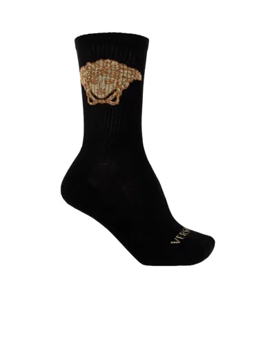 Versace Medusa Head-motif Socks In Black
