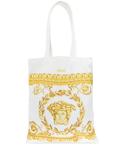 Versace Kids' Medusa-head Motif Tote Bag In White