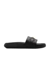 Versace La Medusa Embellished Leather Slides In Black