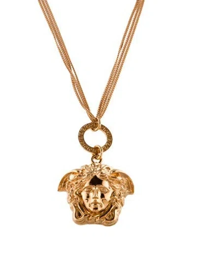 Pre-owned Versace Medusa Head Multistrand Pendant Necklace, 21"