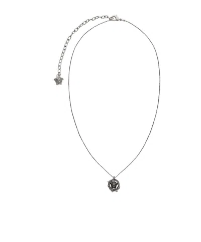 Versace Medusa Head Necklace In Gray