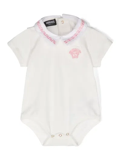 Versace Babies' Medusa Head-patch Cotton Body In White