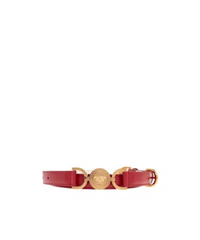 Versace Medusa Head Pattern Belt In Red