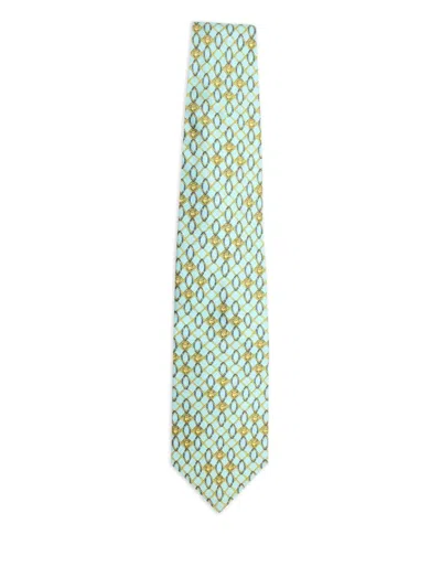 Pre-owned Versace Medusa Head-pattern Silk Tie In Blue