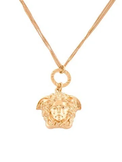 Pre-owned Versace Medusa Head Pendant Necklace, 19.25" In Multi