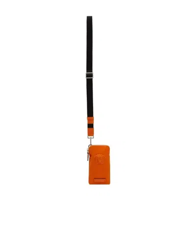 Versace Medusa Head Phone Pouch In Orange