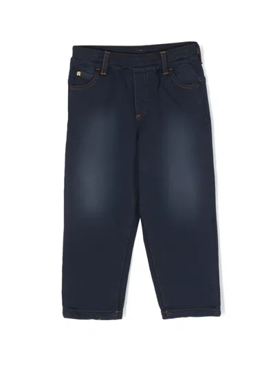 Versace Babies' Medusa Head Plaque Mid-rise Straight-leg Jeans In Blue