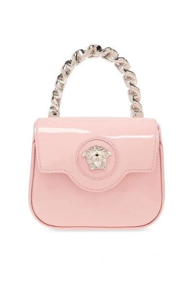 Versace Medusa Head Plaque Mini Tote Bag In Pink