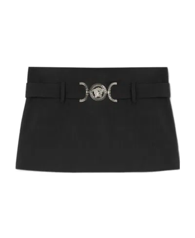 Versace Medusa Head-plaque Miniskirt In Black