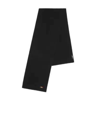 Versace Medusa Head-plaque Ribbed Scarf In Black