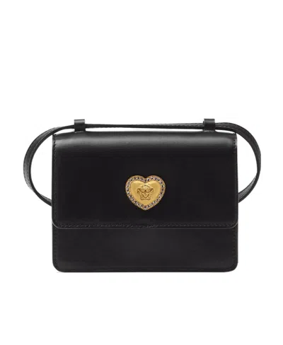 Versace Medusa Head Plaque Shoulder Bag In Black