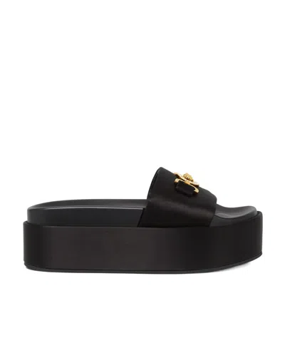 Versace Medusa Head Platform Mules In Black