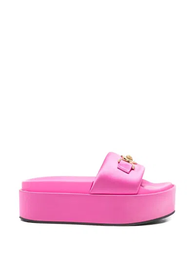 Pre-owned Versace Medusa Head Platform Sandals In Pink