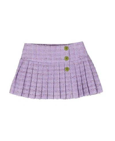 Versace Medusa Head Pleated Skirt In Purple