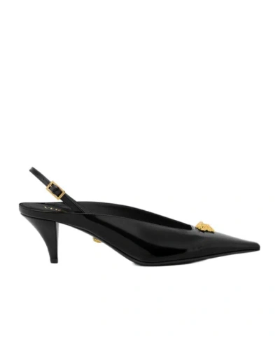 Versace Medusa-head Pointed-toe Mules In Black