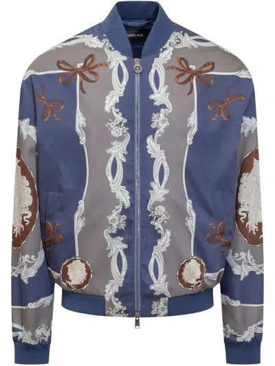 Versace Medusa Head-print Bomber Jacket In Blue