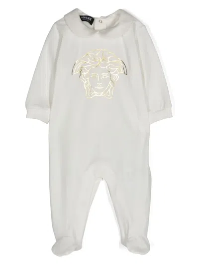 Versace Babies' Medusa Head-print Cotton Pajamas In White