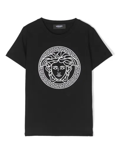 Versace Medusa Head-print Cotton T-shirt In Black