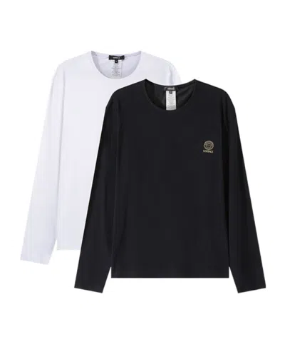 Versace Medusa Head-print Lounge T-shirts (pack Of Two) In Black