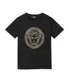 Versace Jersey T-shirt + Lamimate Medusa Greca Print In Black