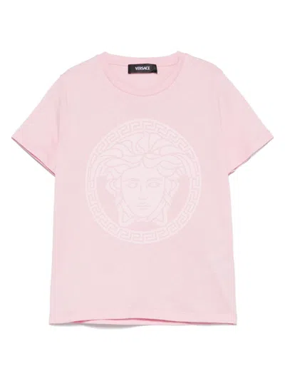 Versace Kids' Medusa Head-print T-shirt In Pink