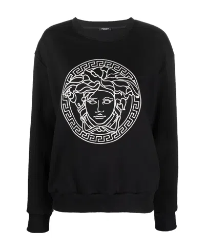 Versace Medusa Head-printed Crewneck Sweatshirt In Black