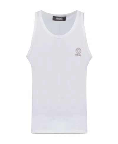 Versace Medusa Head-printed Stretched Tank Top In White