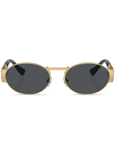 Versace Medusa Head Round-frame Sunglasses In Dark Grey