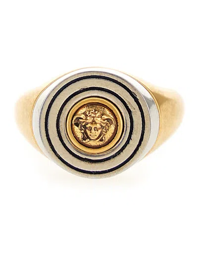 Versace Medusa Head Signet Ring In Gold