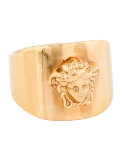 Pre-owned Versace Medusa Head Signet Ring In Multi