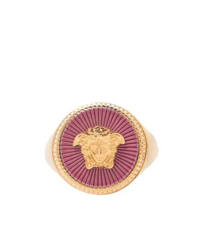 Versace Medusa Head Signet Ring In Multicolor