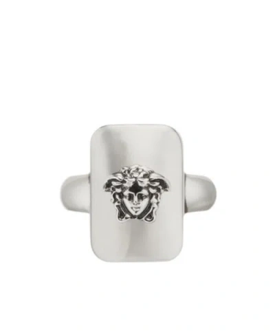 Versace Medusa-head Square Ring In Silver