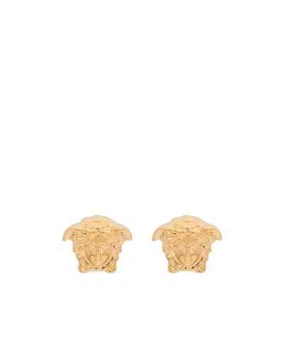 VERSACE VERSACE MEDUSA STUD LOGO ENGRAVED EARRINGS