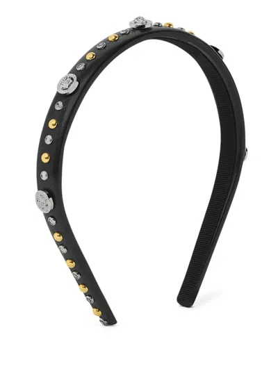 Versace Medusa Head Studded Headband In Black