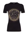 Versace Medusa Head Studded T-shirt In Black