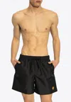 Versace Black Swim Shorts With Elastic Drawstring Waist And Medusa Embroidery On The Front In Tech Fabric Ma In Black