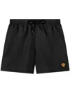 Versace Black Swim Shorts With Elastic Drawstring Waist And Medusa Embroidery On The Front In Tech Fabric Ma In Black